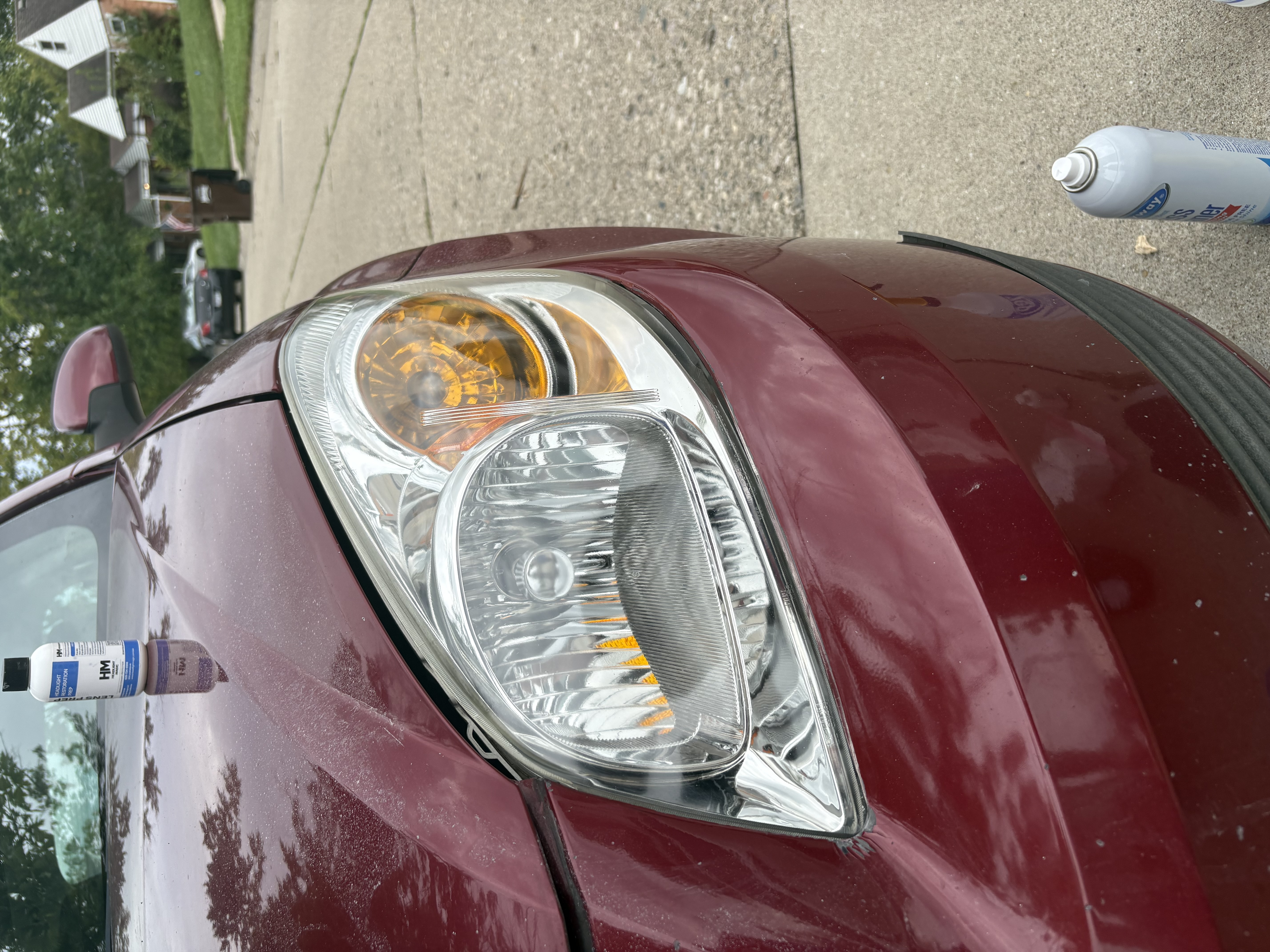 Clear, restored headlight lens after restoration