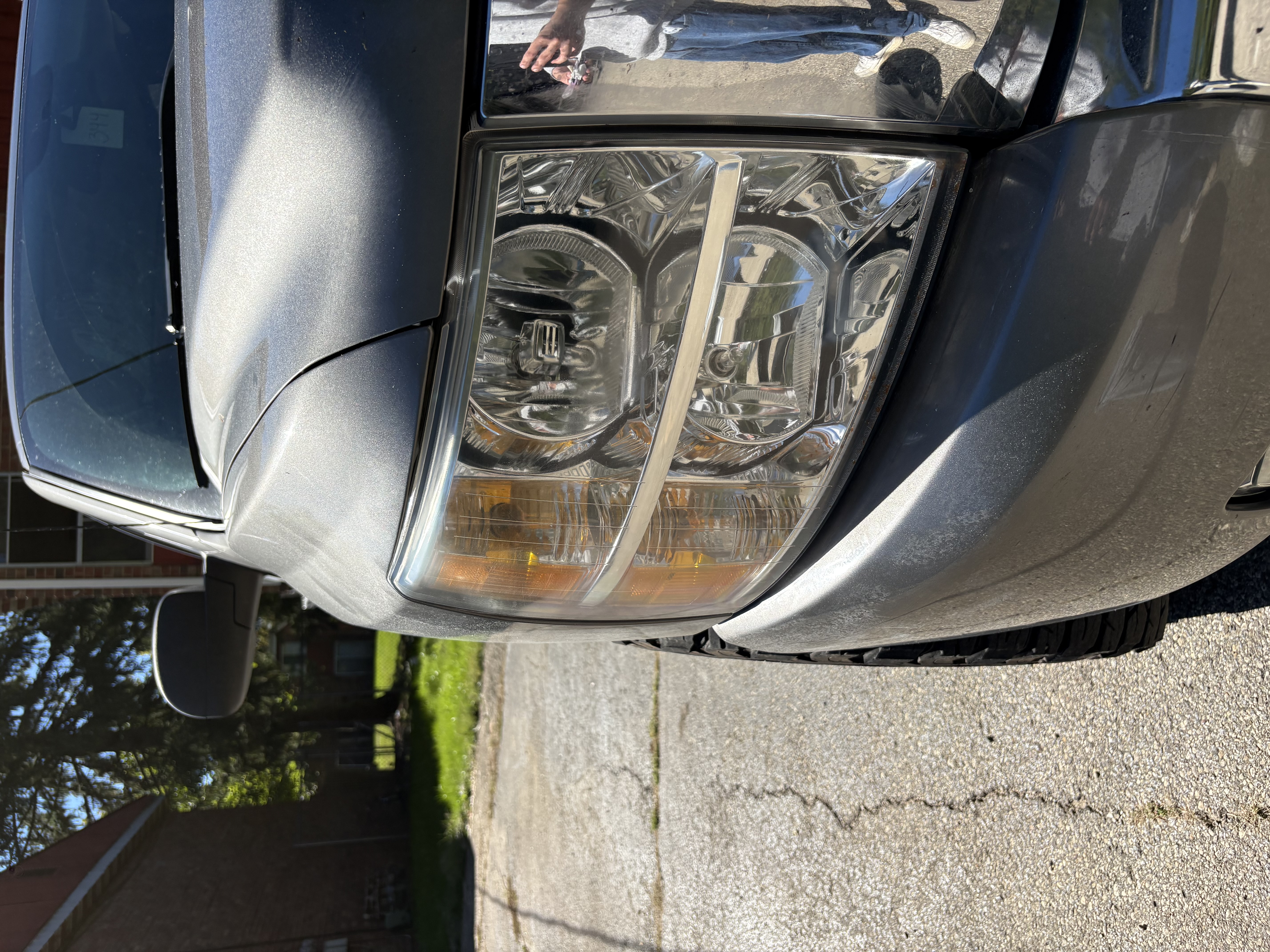 Clear, restored headlight lens after restoration